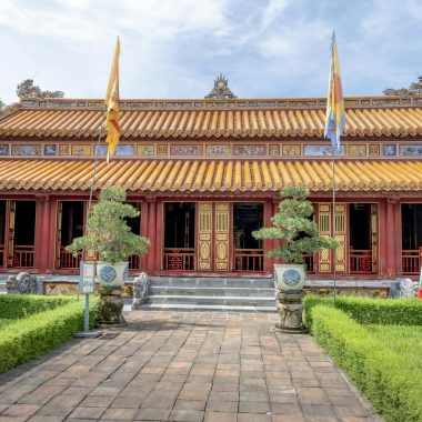 Traditional Vietnamese Temple with Ornate Architecture